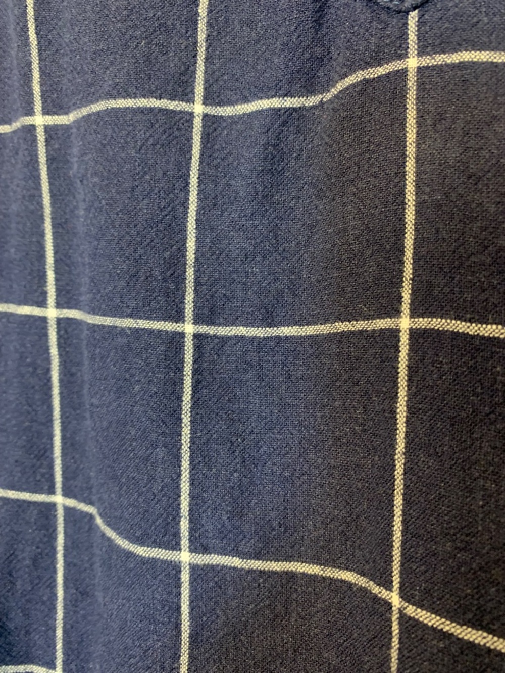 Tahari Navy Windowpane Linen Blend Blouse 1X Relaxed‎ Coastal Chic Top - Picture 4 of 8